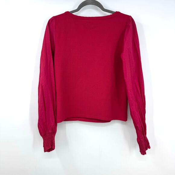 Anthropologie Y2K Babydoll Top Shirt L Pink Mixed Media Renaissance Preppy - Picture 5 of 7